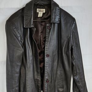 STYLE & CO BROWN Leather Jacket BUTTON WOMENS L